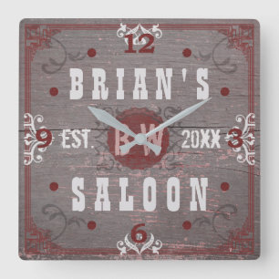 Beer Saloon Home Bar Red Gray Personeelsgebonden Vierkante Klok