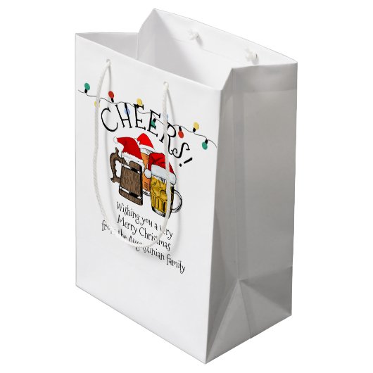 Beer Santa Claus Kerstmis Medium Cadeauzakje (Achterkant Gekanteld)