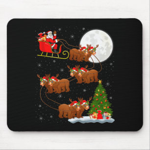Beer Santa slee Kerstmis Vliegend Grappig Magisch Muismat