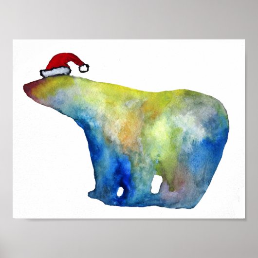 Beer Santa Waterverf Art Value Poster Papier (Voorkant)