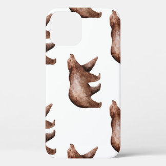 Beer schattigheid: Waterverf dierpatroon iPhone 12 Hoesje