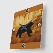 Beer silhouet bamboe behang klok (Hoek)