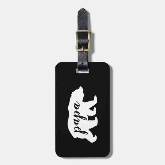 Beer Silhouette Black and White Script Papa Bagagelabel (Voorkant verticaal)