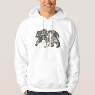 Beer Silhouette met bomen, wilde Natuur Hoodie