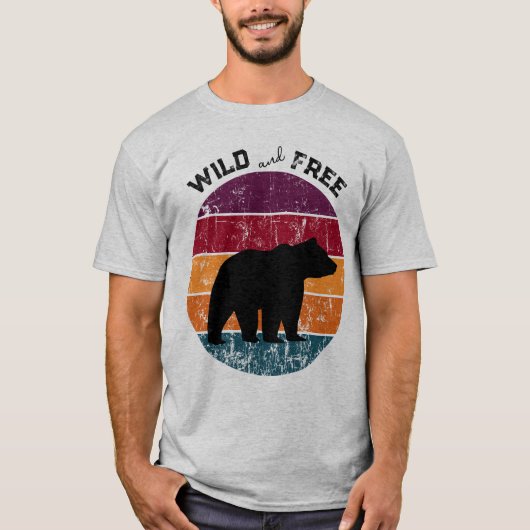 Beer Silhouette Retro Stripes Wilde Vrij T-shirt (Voorkant)