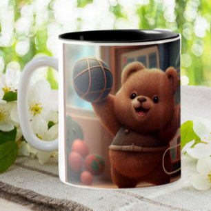 Beer spelen Basketball Art op maat Tweekleurige Koffiemok
