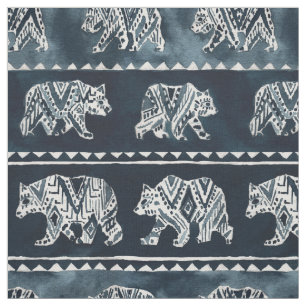 BEER SPIRIT Indigo Boho Tribal Pattern Fabric Stof
