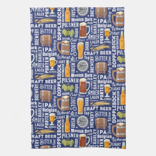 Beer Styles Blue Kitchen Towel Theedoek (Verticaal)