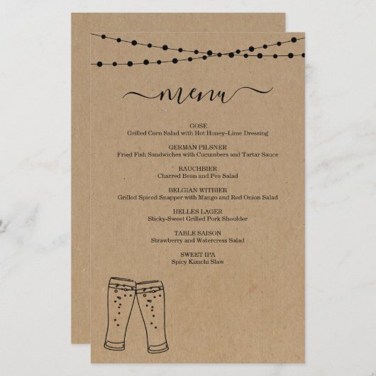 Beer Tasting Menu (Voorkant / Achterkant)