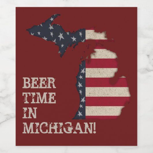 Beer Time in Michigan | Dit aanpassen Wijn Etiket (Enkel label)