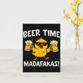 Beer Time Madafakas Funny Meme Duck With Beer Chic Kaart (Gele Bloem)
