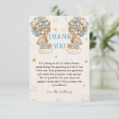 Beer Twin Boys Douche Pastel Blauw Beige Dank u Bedankkaart (Staand voorkant)