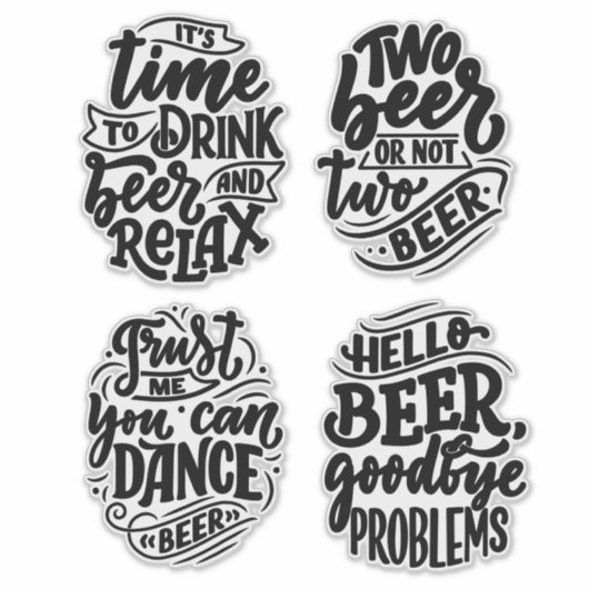 Beer Typografie Sticker (Voorkant)