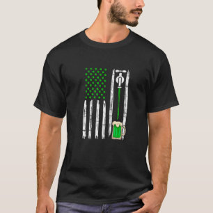 Beer USA American Flag St Patrick's Day Shamrock M T-shirt