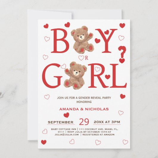 beer & valentijn Hearts Genderonthulling Kaart (Voorkant)