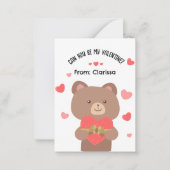 Beer Valentijnsdag Kaart Kinder met harten Notitiekaartje (Voorkant)