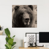 Beer van Beauful Brown Grizzly Poster (Thuiskantoor)