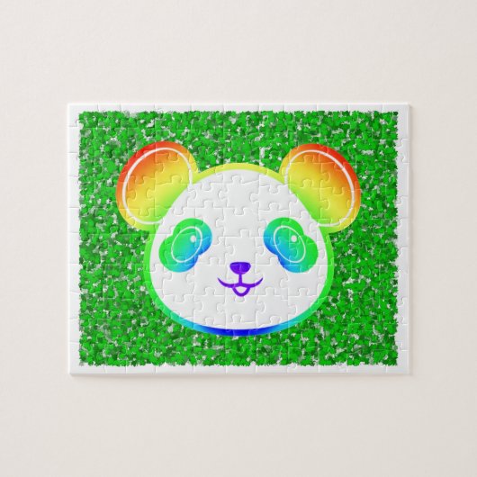 Beer van Cute Rainbow Panda op de achtergrond van  Legpuzzel (Horizontaal)