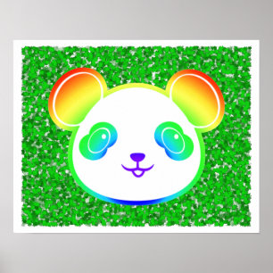 Beer van Cute Rainbow Panda op de achtergrond van  Poster
