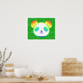 Beer van Cute Rainbow Panda op de achtergrond van  Poster (Keuken)