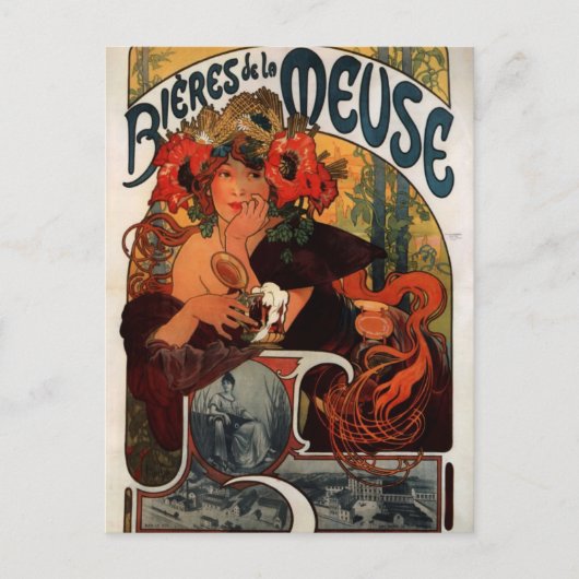 Beer van de Maas door Alphonse Mucha Briefkaart (Voorkant)