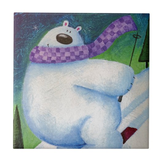 Beer van de Skiing Polar Tegeltje (Voorkant)