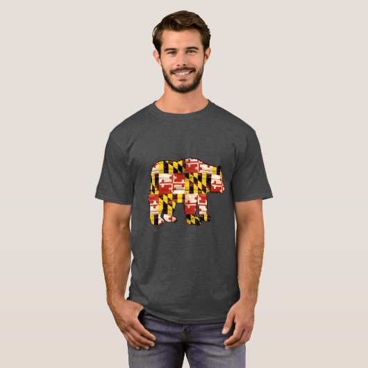 Beer van de vlag van Wood Maryland T-shirt (Voorkant volledig)