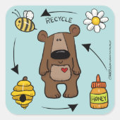 Beer van honing - De recycleer Vierkante Sticker (Voorkant)