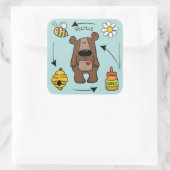 Beer van honing - De recycleer Vierkante Sticker (Tas)