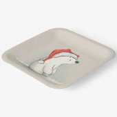 Beer van kerstpootvis in sneeuwvlokken papieren bordje (Gebogen)