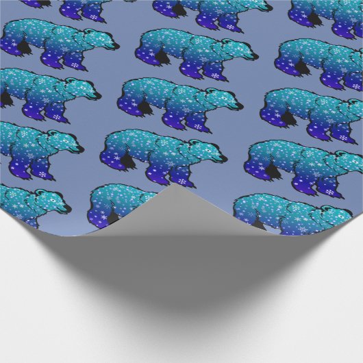 Beer van sneeuwvlokken cadeaupapier (Hoek)