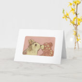 Beer van witte konijn en Valentijn Kaart (Gele Bloem)