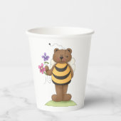 Beer verkleed als hommel met bloemen papieren bekers (Voorkant)