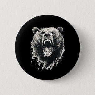 Beer Vintage Boze Grizzlybeer Wandeltocht Camping Ronde Button 5,7 Cm