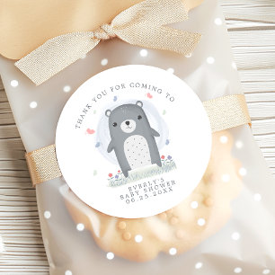 Beer voor babyborrel met beren bedankkaartje ronde sticker