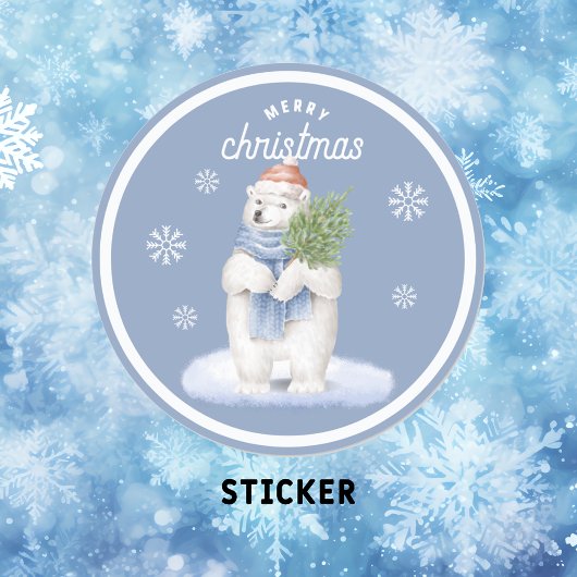 Beer voor pretkerst met kerst ronde sticker