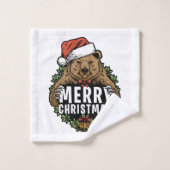 Beer voor prettige kerstgrizzly bad handdoek (Wasdoekje)