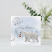 Beer Weasel Kerstwinter Feestdagenkaart (Staand voorkant)