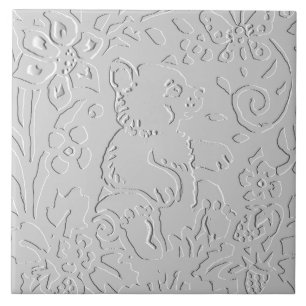 Beer White Grey Black Embossed Woodland Animal Tegeltje