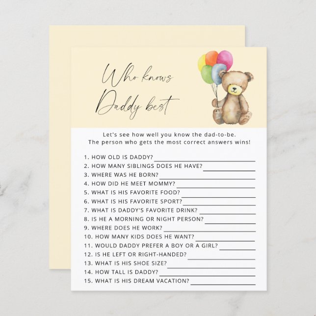 Beer - Wie kent papa het beste spel (Voorkant / Achterkant)