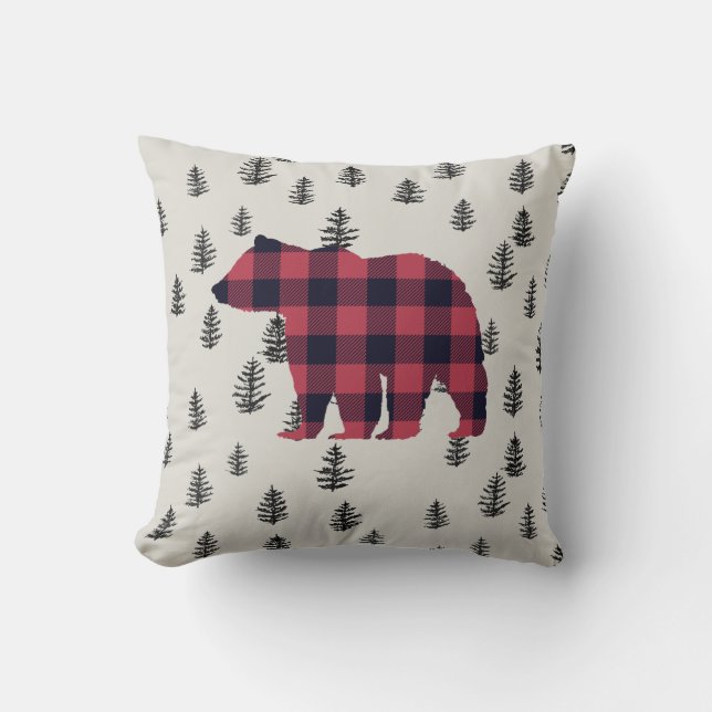 Beer Wilderness Pine Tree Sierkussen (Voorkant)