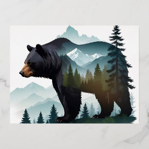 Beer Wildlife Animal Natuur Milieu Forest Art Folie Feestdagen Briefkaart