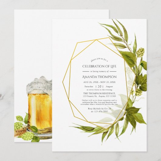 Beer Willow Geometric Celebration of Life Kaart (Voorkant / Achterkant)