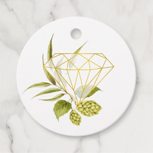 Beer Willow Greenery en Gold Geometric Diamond Bedankjes Labels (Voorkant)