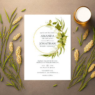 Beer Willow Greenery en Gold Geometric Wedding Kaart