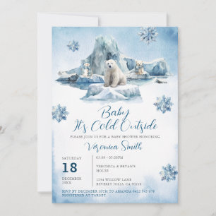 Beer Winter Arctic Animals Baby shower Sneeuwvlokk Kaart