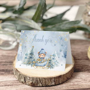 Beer Winter Boy Baby shower Bedankkaart