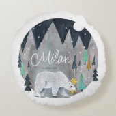 Beer winterbergen maan poster rond kussen (Achterkant)