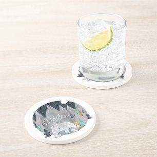 Beer winterbergen maan zandsteen onderzetter