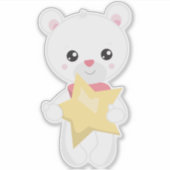 Beer, wit Beer, Teddy Bear, Baby, Star Sticker (Voorkant)